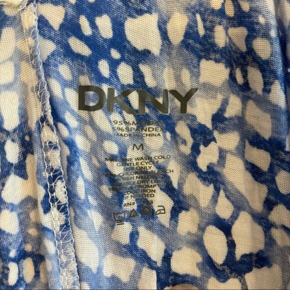 DKNY Abstract Print Dress Blue and White SZ Med - Picture 3 of 4
